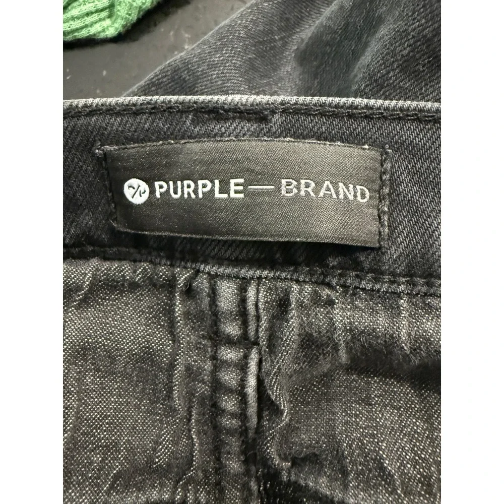 Purple Brand P001 Skinny Jeans Mens 31 Faded Black Raw Hem Low Rise Stretch P001